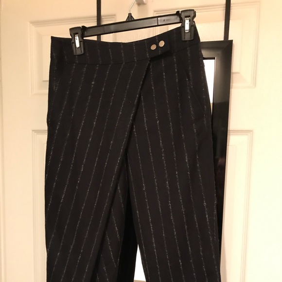 NEHERA Pinstripe Crossover Wrap Trousers - Picture 2 of 4
